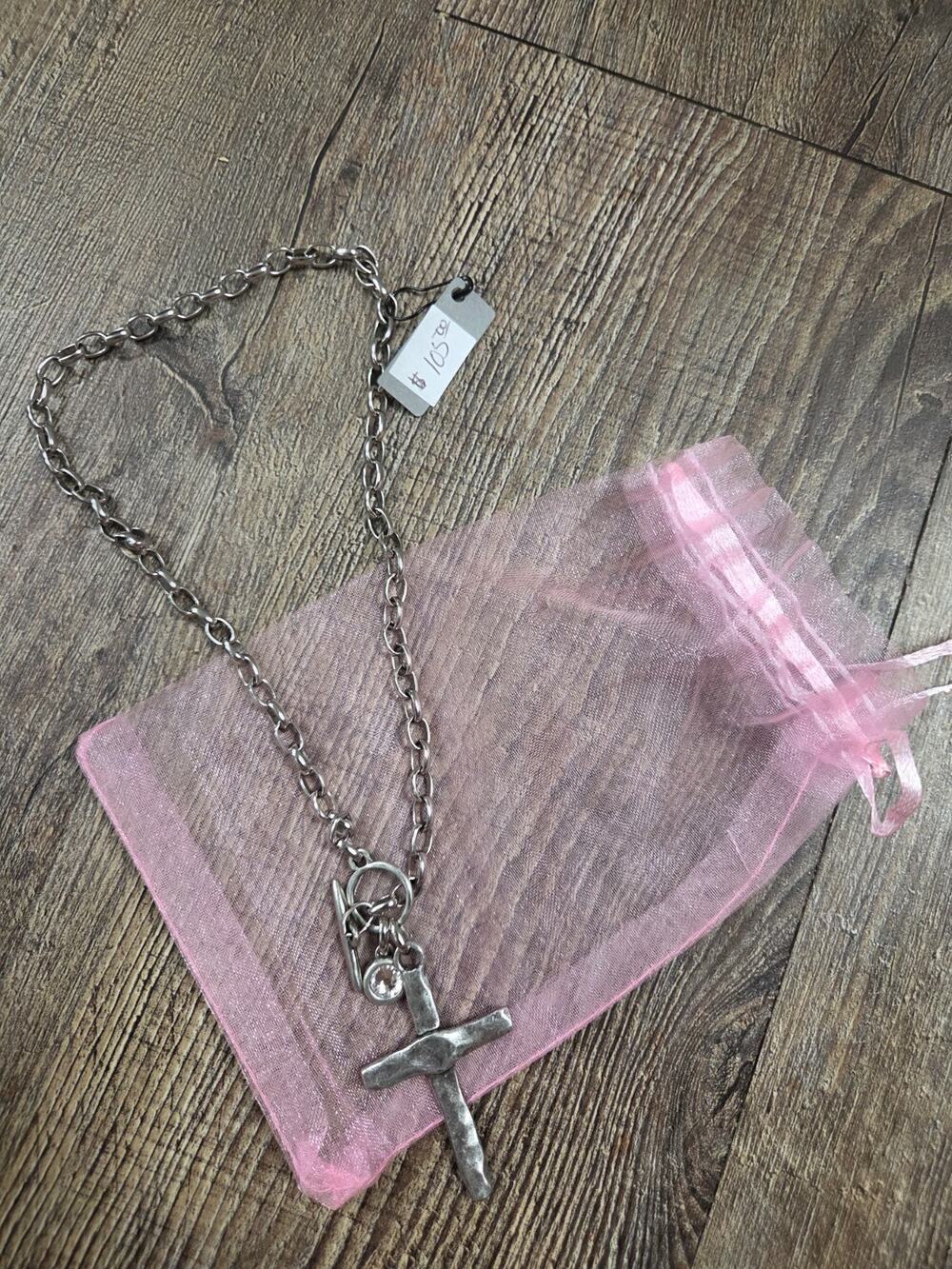 VB + Co Arstisan Swarovski Crystal Charm Necklace Chain Woman Veteran Owned NEW